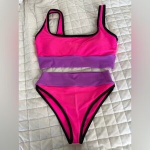 LainSnow Pink and Purple Bikini Set